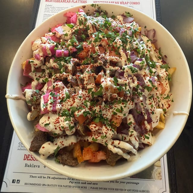 Chicken Shawarma Fries Platter.