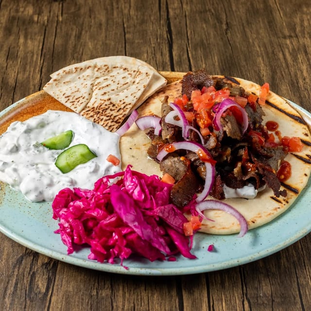 Gyro Plate (Beef and Lamb Mix) Platter.